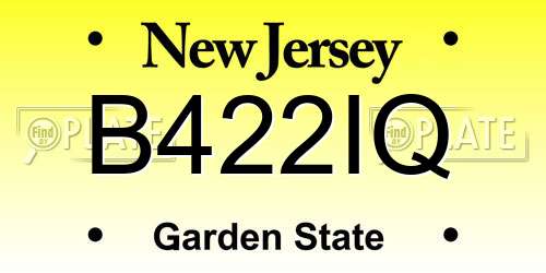 B422IQ New Jersey License Plate