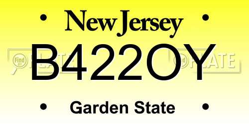 B422OY New Jersey License Plate