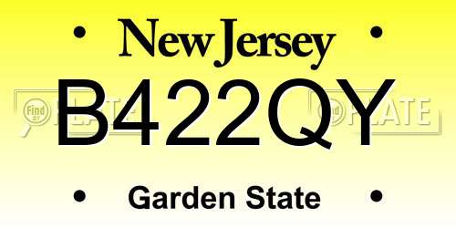 B422QY New Jersey License Plate