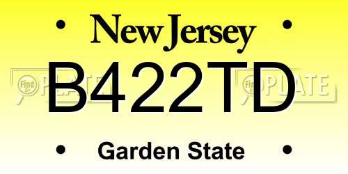 B422TD New Jersey License Plate