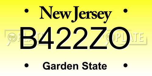 B422ZO New Jersey License Plate