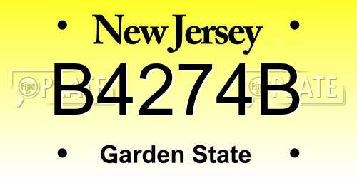B4274B New Jersey License Plate