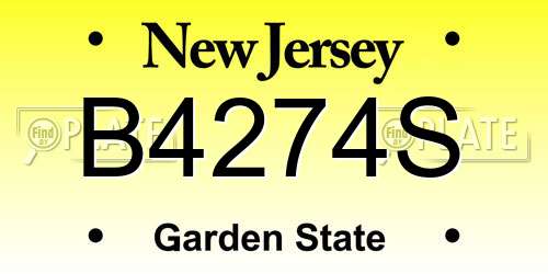 B4274S New Jersey License Plate