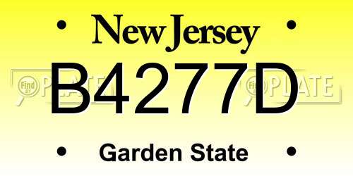 B4277D New Jersey License Plate