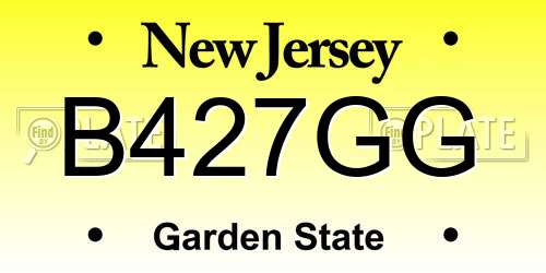 B427GG New Jersey License Plate