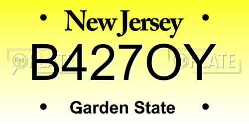 B427OY New Jersey License Plate