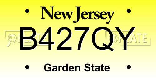 B427QY New Jersey License Plate