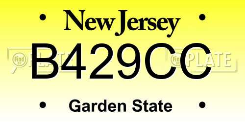 B429CC New Jersey License Plate