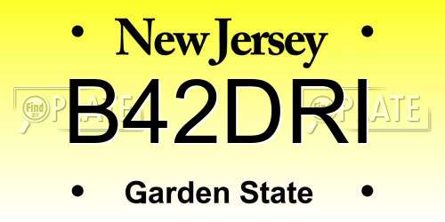 B42DRI New Jersey License Plate