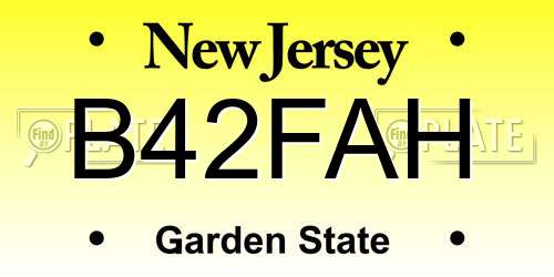B42FAH New Jersey License Plate