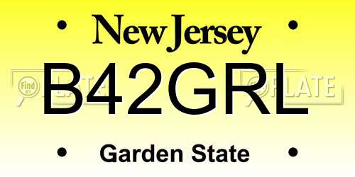 B42GRL New Jersey License Plate