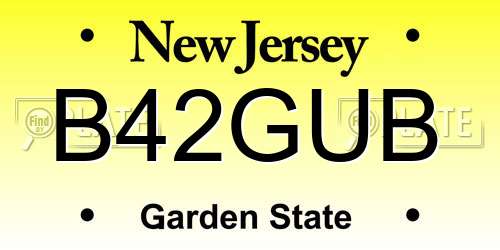 B42GUB New Jersey License Plate