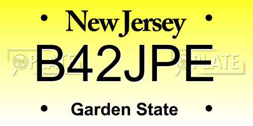 B42JPE New Jersey License Plate