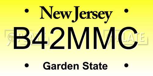 B42MMC New Jersey License Plate