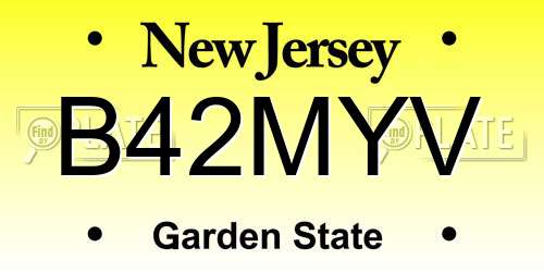 B42MYV New Jersey License Plate