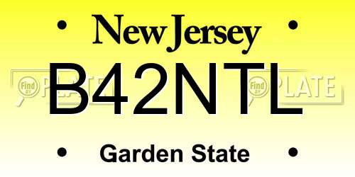 B42NTL New Jersey License Plate