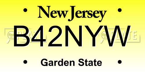 B42NYW New Jersey License Plate