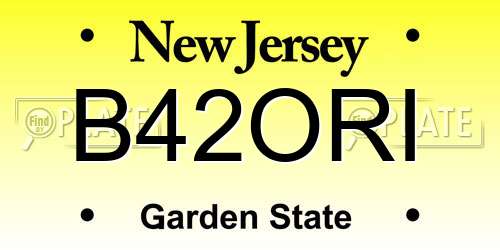 B42ORI New Jersey License Plate