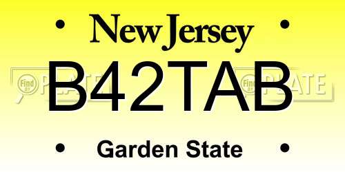 B42TAB New Jersey License Plate