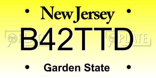 B42TTD New Jersey License Plate