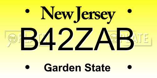 B42ZAB New Jersey License Plate