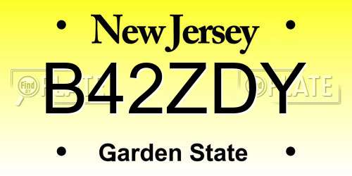 B42ZDY New Jersey License Plate