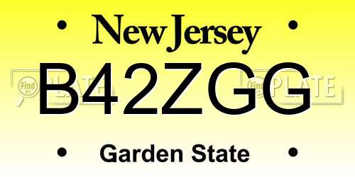 B42ZGG New Jersey License Plate