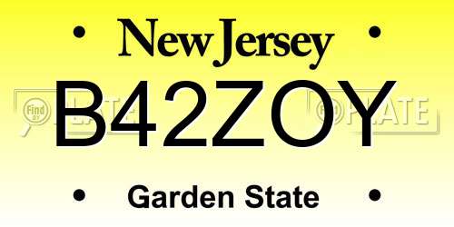 B42ZOY New Jersey License Plate