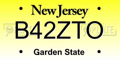 B42ZTO New Jersey License Plate