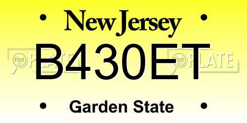 B430ET New Jersey License Plate