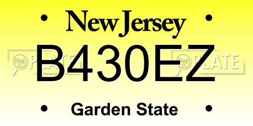 B430EZ New Jersey License Plate