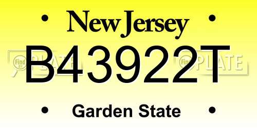B43922T New Jersey License Plate