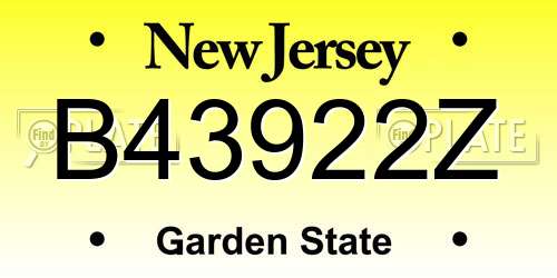 B43922Z New Jersey License Plate