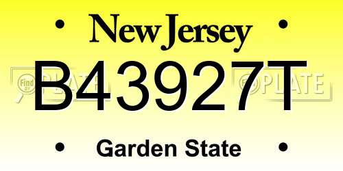B43927T New Jersey License Plate