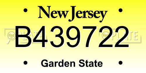 B439722 New Jersey License Plate
