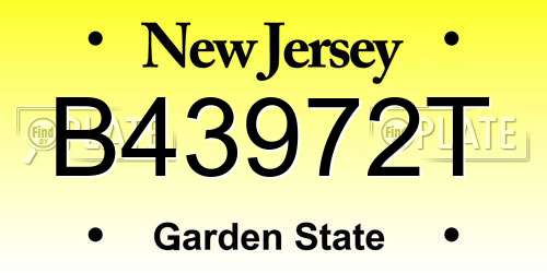 B43972T New Jersey License Plate