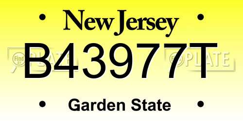 B43977T New Jersey License Plate