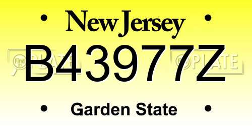 B43977Z New Jersey License Plate