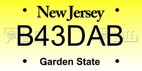 B43DAB New Jersey License Plate