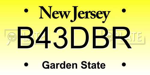 B43DBR New Jersey License Plate