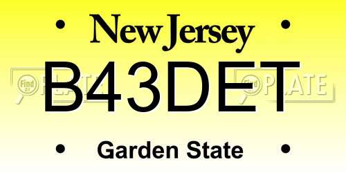 B43DET New Jersey License Plate
