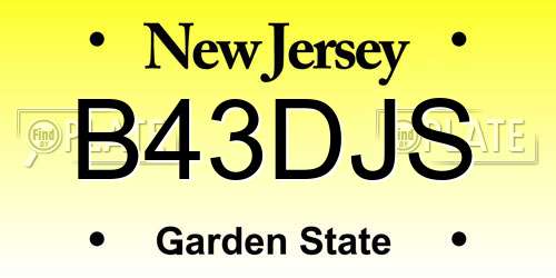 B43DJS New Jersey License Plate