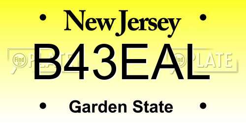 B43EAL New Jersey License Plate