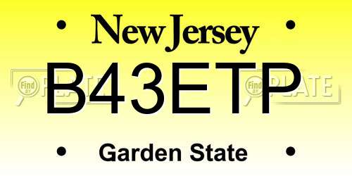 B43ETP New Jersey License Plate