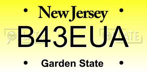 B43EUA New Jersey License Plate