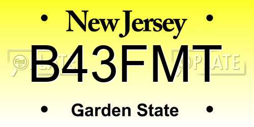 B43FMT New Jersey License Plate