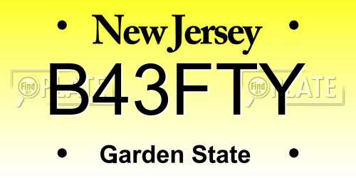 B43FTY New Jersey License Plate