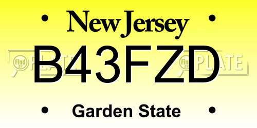 B43FZD New Jersey License Plate