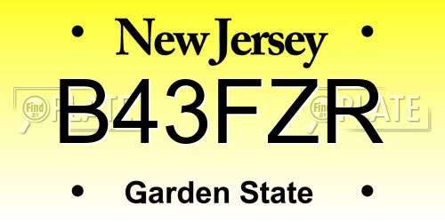 B43FZR New Jersey License Plate