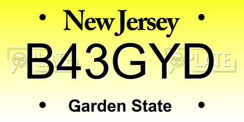 B43GYD New Jersey License Plate
